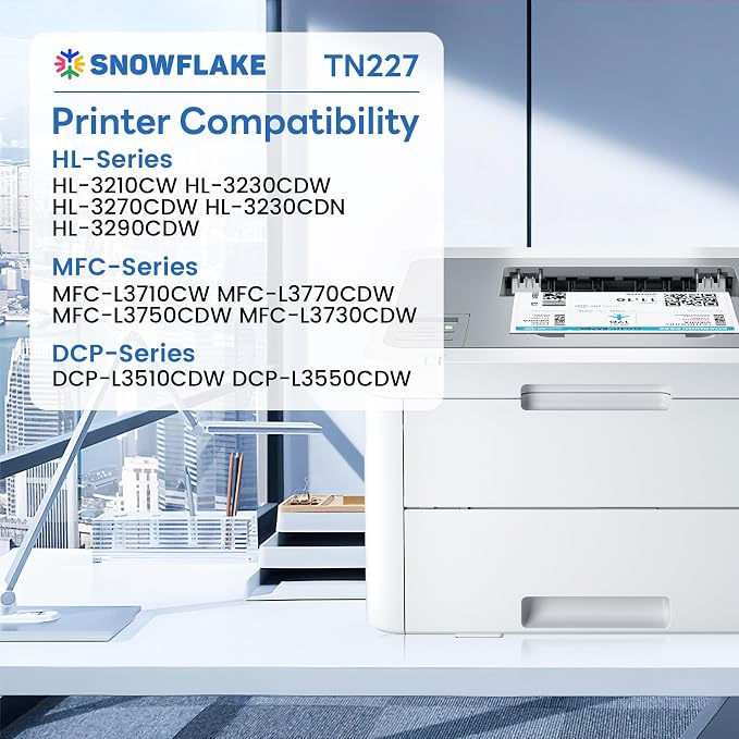 TN227 TN-227BK/C/M/Y High Yield Toner Cartridge 4 Pack Compatible TN 227 TN-227 Toner Replacement for Brother TN-227 TN227 TN-227BK/C/M/Y MFC-L3770CDW MFC-L3710CW Printer Toner.