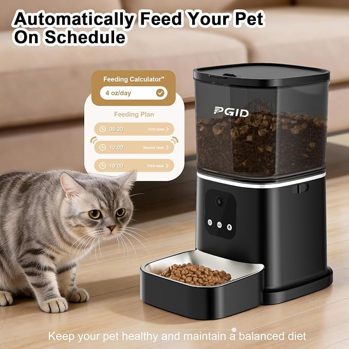 Automatic Cat Feeder,2.4G WiFi Automatic Dog Food Dispenser,Auto Dog Feeder with APP Control,5L Timed Auto Cats Food Dispenser w 2-Way Audio for Multiple Pet