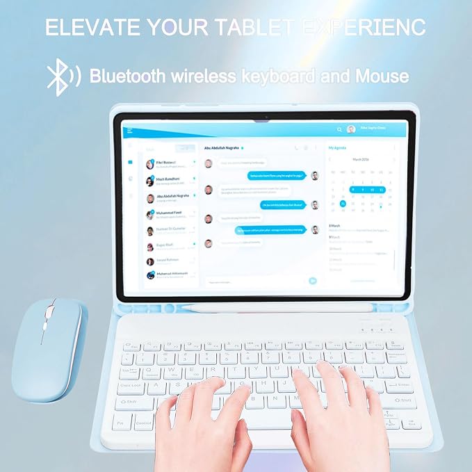 Keyboard Case for Samsung Galaxy Tab A11 Plus 11 Inch 2025/ A9+ Plus 2023 Tablet, Detachable Rainbow Backlit Wireless Keyboard and Mouse, Slim Stand Cover with S Pen Holder (Blue)