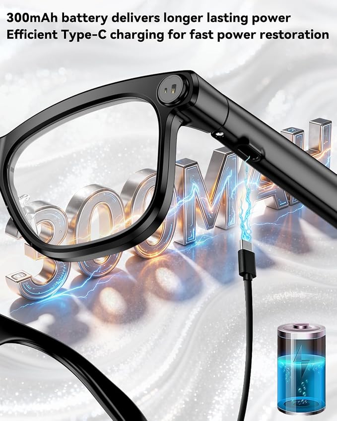Smart Glasses with Camera, 4K HD Anti-Shake, Real Time Translation, AI Voice Assistant, Object Recognition, Smart Glasses for Women, for Travel/Meetings/Vlog（ Photochromic + Sunglass Lenses）