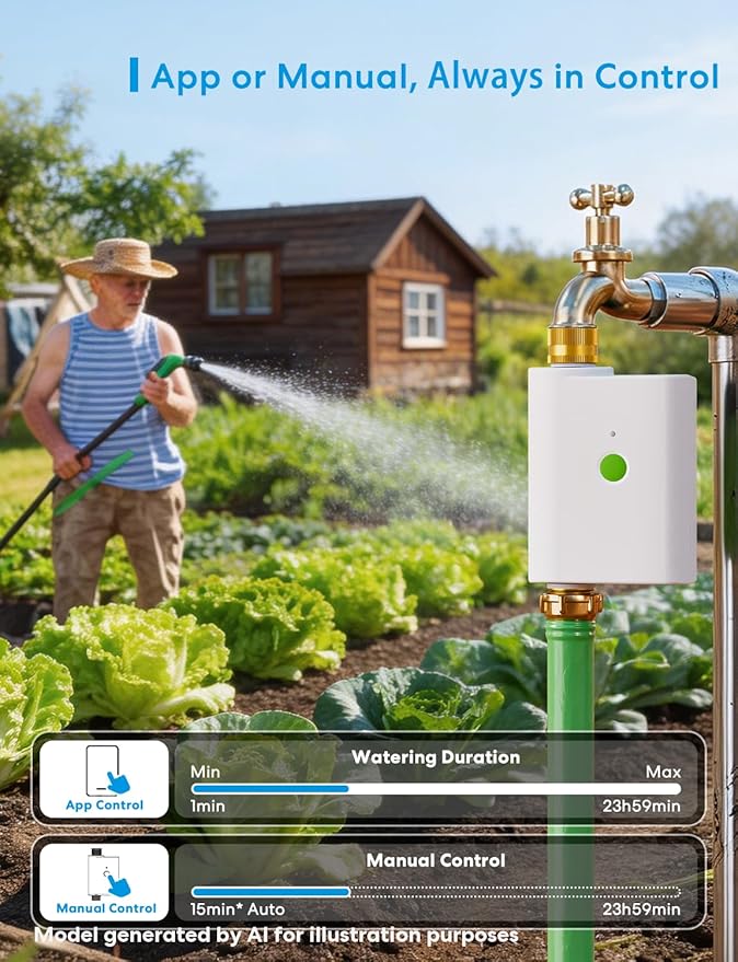 meross WiFi Water Hose Timer, Smart Sprinkler Timer with Brass Inlet & Outet, Work with Apple Homekit, Alexa & Google Assistant, Water Valve for Lawn, Garden, Yard and Pool, MSH400/MSH450 Hub Required