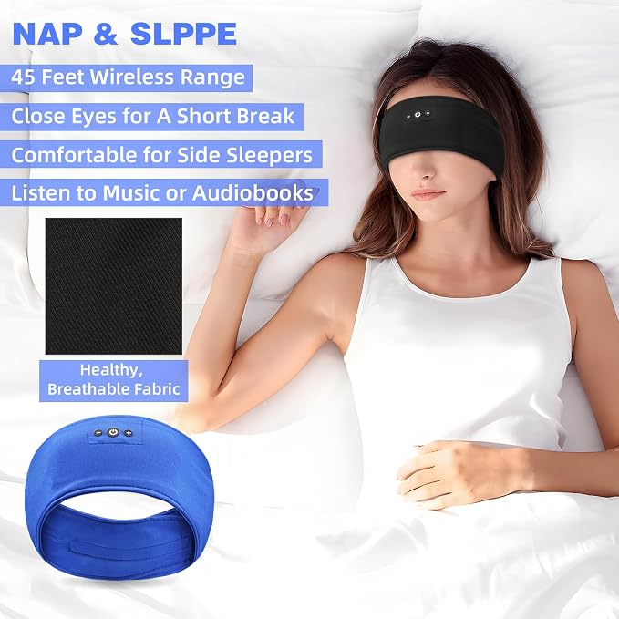 2-Pack Sleep Headphones Headband with Adjustable Hook and Loop, Bluetooth Headband Headphones for Sleeping Workout Running Yoga Gift