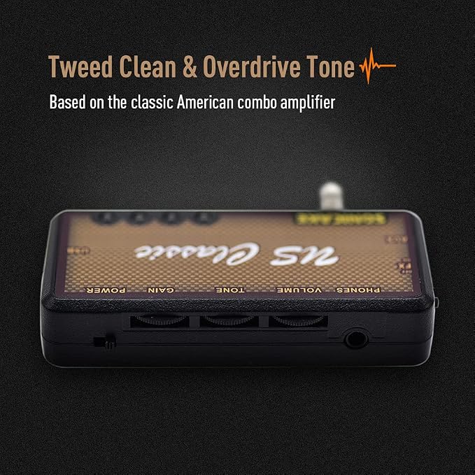 SONICAKE Guitar Headphone Amp Mini Guitar Headphone Amplifier US Classic Rechargeable Plug-in Pocket Overdrive Reverb Effects for Home Silent Practice