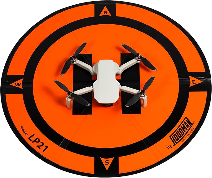 Hoodman Weighted Trifold UAV Drone Landing Pad LP21 fits Mini 4 Pro, mini 3 pro, mavic and spark. Durable, No Stakes Required, collapses to one sixth of deployed size