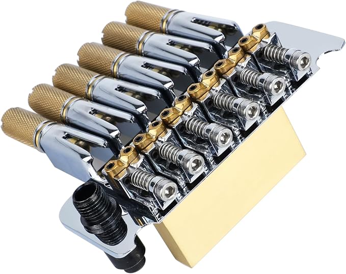 10.5mm Headless Electric Guitar Bridge Chrome Brass Block Saddle Hardened Steel Plate 2 point tremolo bridge for 6 String Headless Electric Guitar Replacement parts