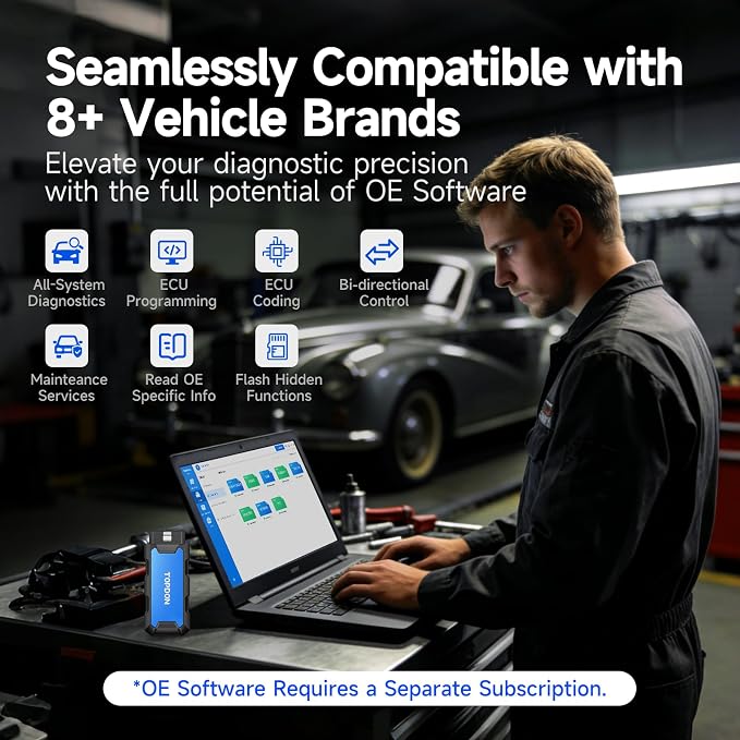 TOPDON J2534 VCI Tool, High-Speed EnhancedJ2534 VCI, J2534 Pass-Thru OEM Functions and Diagnostic Tool, Supports J2534/D-PDU/CAN-FD/DoIP, 8 Vehicle Brands Supported, RLink X7