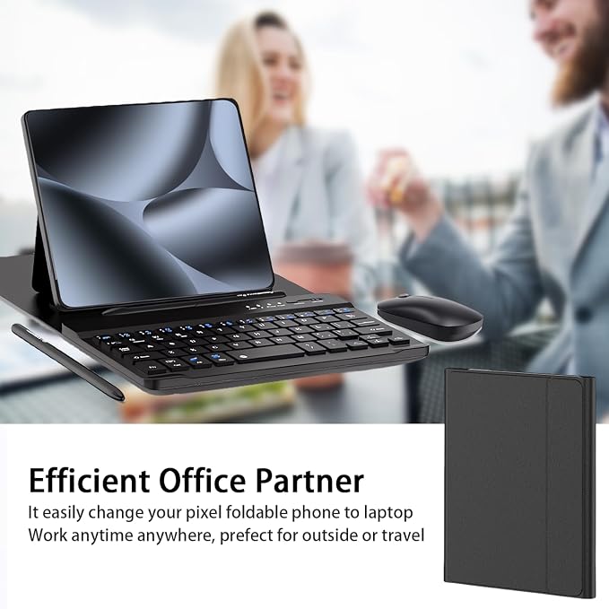 for Google Pixel 10 9 Pro Fold Keyboard and Mouse, Portable Mini Bluetooth Keyboard with Leather Case and Pen, 4 in 1 Travel Set for Pixel 10 Pro Fold Accessories/Motorola Razr Fold 2026