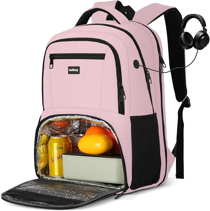 kadilong 17.3 Inch Laptop Backpack for Women Insulated Backpacks with Cooler Compartment,TSA Large Work Business Gym College School Bookbag Lunch Box for Teens Girls,Anti-Theft