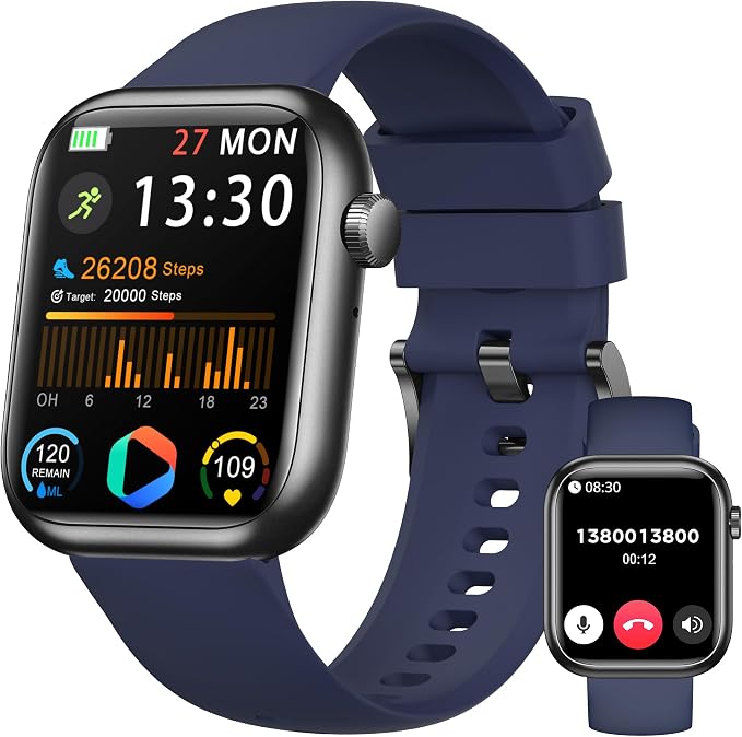 Smart Watch for Men Women(Answer/Make Call), 1.83" Fitness Watch with Heart Rate/Blood Pressure/Blood Oxygen, Pedometer, Sleep Tracker,120+ Sport Modes, IP68 Waterproof Fitness Tracker for Android iOS