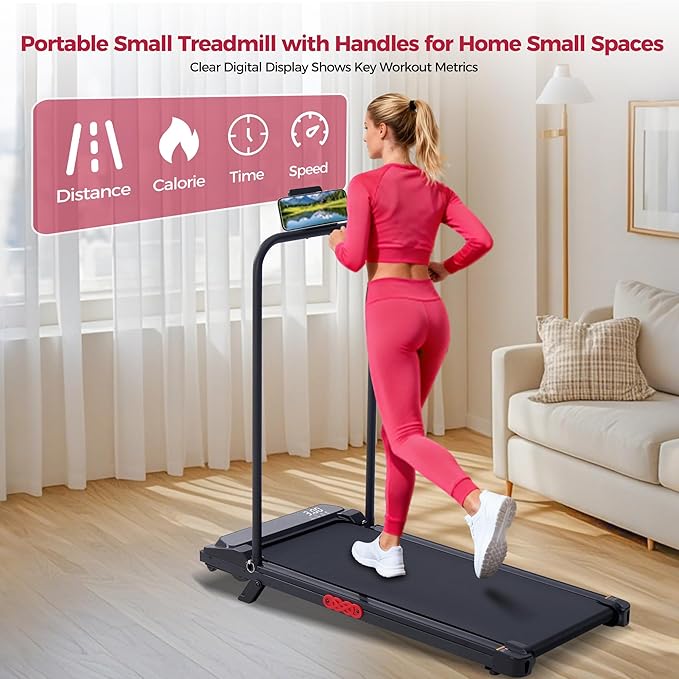 Walking Pad with Incline and Handle Bar, 3.0HP Electric Protable Mini Walking Pad Treadmills for Home Small Space, Small Treadmill for Exercising, 0.6-7.6MPH, 350LB Capacity