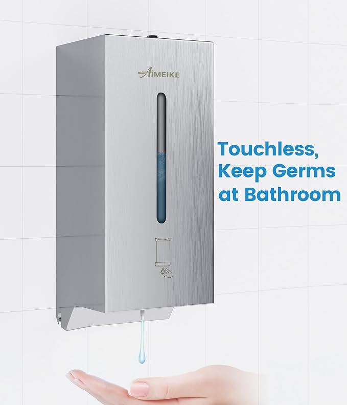 Automatic Touchless Wall Mounted Soap Dispenser 800 ml / 27 oz Stainless Steel Commercial Dispenser for Bathroom, Office & Public Restrooms