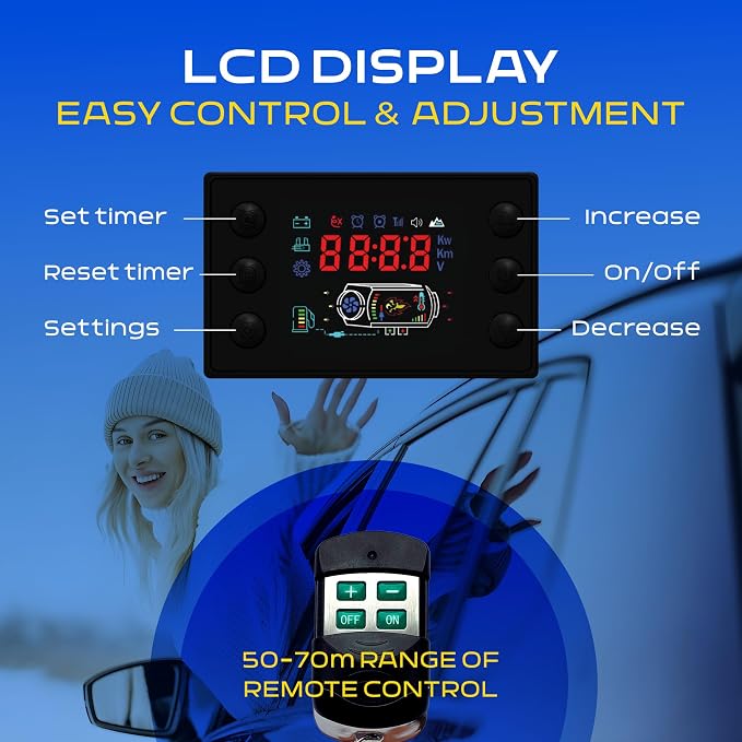 8000W All-in-One Diesel Air Heater 110V/12V/24V Portable Quiet Parking Heater with 5L Tank | Compact Forced-Air Heating for Car RV Truck Camper Tent Garage | LCD Control | Blue