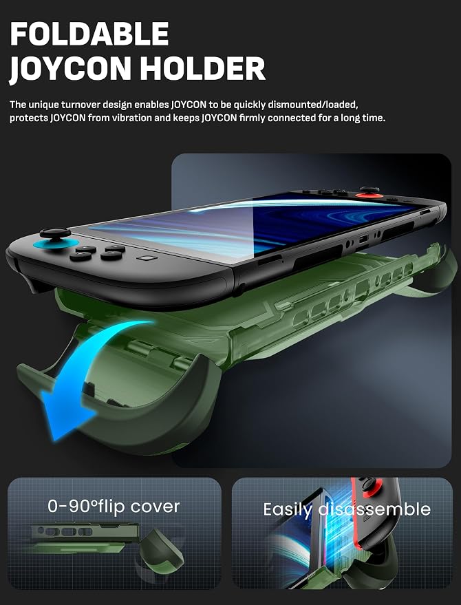 Mumba Dockable for Nintendo Switch 2 Case with Flip Stand, [Titan] Ergonomic Switch 2 Grip Protective Cover Holds 5 Game Cards & 2 TF Cards TPU Accessories and Quick-Release Joy-Con Design (Urban)