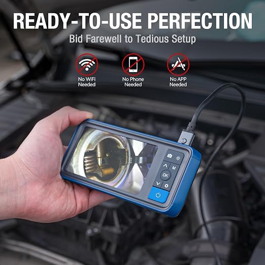 Dual Lens Endoscope Camera with Light, Teslong 4.5" HD Snake Borescope Inspection Camera, Automotive Scope Cam with Flexible Cable, Home Waterproof Fiber Optic for Sewer Drain Pipe (16.5FT)