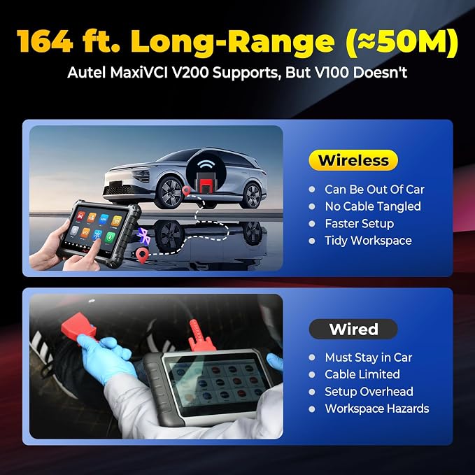 Autel MaxiVCI V200 VCI200 Wireless OBD2 Connector Adapter, VCI 200 OBD2 Diagnostic Dongle, Work w/MaxiSys Scanner MS906 PRO MS906MAX MS906 PRO-TS KM100 BT608 BT609 ITS600 MK906 PRO TS
