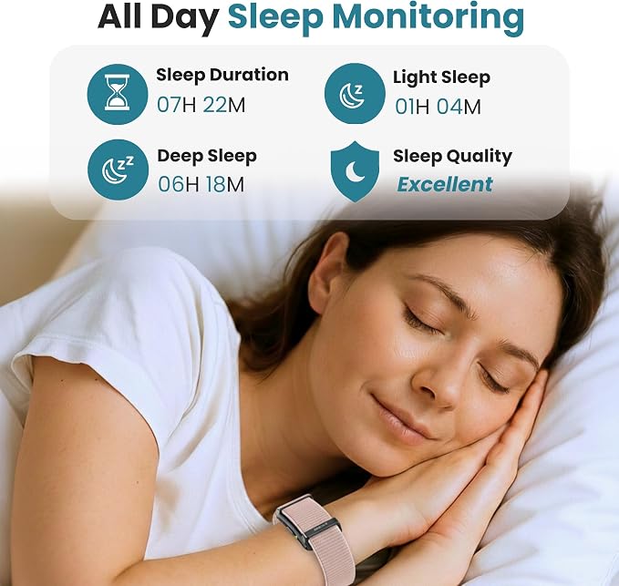 Herz P1 Smart Band Bracelet - Health Wristband Fitness Tracker for Heart Rate, Sleep, Stress, Track Steps, Activity & Body Temperature, 30 Days Battery, Subscription Free App, 1ATM Water Resistant