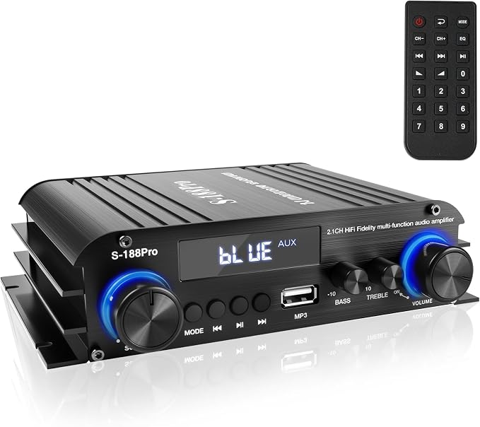 Romicta 2.1 Channel Stereo Audio Amplifier, 300Wx2+360W Home Audio Stereo Receiver Bluetooth 5.0 with USB/AUX, Remote, Bass Treble & Sub Control, for Active/Passive Subwoofer & Speaker