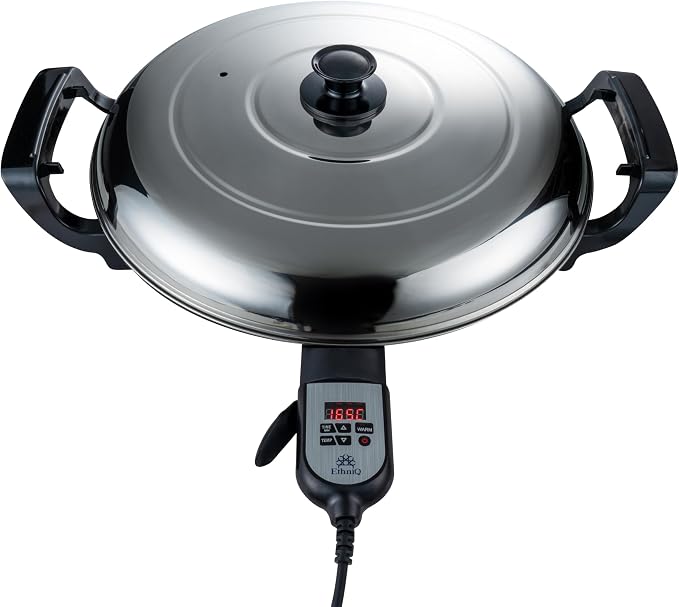 Ethniq 18.5" Electric Griddle for Ethiopian Injera, Somalian Anjero, Crepe, Lefse, Mogogo, Mitad, Pancake Teff Injera Maker - Adjustable Digital Heat Control - Non-Stick Surface -