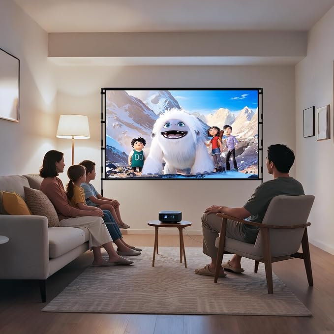 TOWOND Projector Screen with Stand, 84 inch Outdoor Projector Screen Portable Indoor Projection Screen 16:9 4K Rear Front Movie Screen with Carry Bag for Home Backyard Theater 84 inch