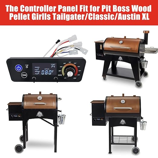 Digital Controller Kit for Pit Boss Grills P7-340/700/1000,Digital Trapezoid Control Board Compatible with Pit Boss Classic/Austin XL/Tailgater/with 2*Meat Probes, RTD Temperature Probe
