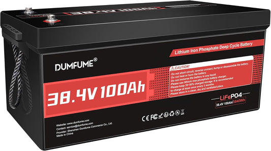 38.4V(36V) 100Ah LiFePO4 Lithium Battery Built-in 200A BMS & 15000 Cycles,3840W Motor Support,High Energy Density,Maintenance-Free for Golf Carts Utility Vehicles RV Backup Power