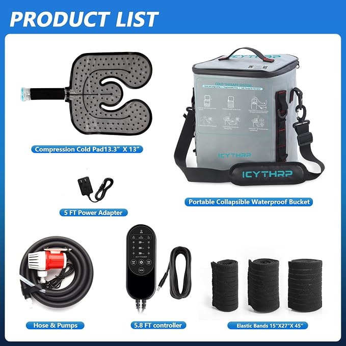 ICYTHRP Cold Therapy Machine with Programmable Timer, FSA Eligible HSA, Portable Ice Machine for Knee After Surgery, Knee Replacement Recovery System for Pain Relief with Universal Pad