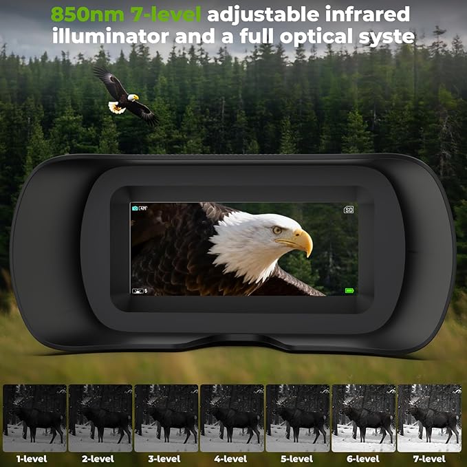WOSPORTS 4K Night Vision Goggles, up to 80X Total Magnification, 64GB TF Card, 1315FT Infrared Night Vision, Ideal for Camping & Outdoor Use