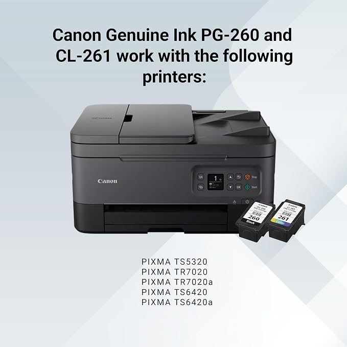 Canon PG-260 / CLI-261 Genuine Ink Value Pack (2 Cartridges), Compatible with TS5320, TR7020