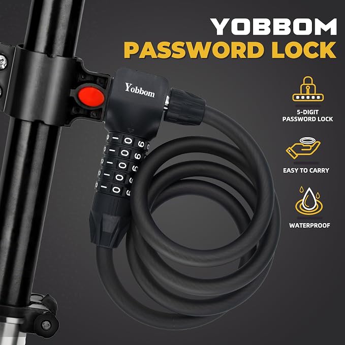 Heavy Duty Chain Lock & Combo Cable Lock with 5-Digit Combo | 100cm Alloy Steel Security Chain, 120cm Security Cable, For Bikes, Motorcycles, Gates, E-Bikes, For Ladders, Toolboxes