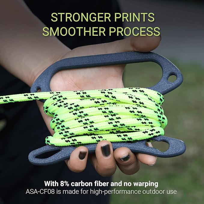 Polymaker Fiberon ASA-CF08 Black Carbon Fiber 3D Printing Filament 1.75mm 3KG, UV & Weather Resistant, High Rigidity, Heat Resistant, Easy to Print, Functional Parts & Prototypes, 6 Vibrant Colors
