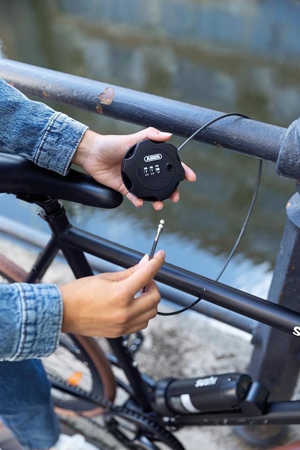 ABUS Combiflex Adventure Cable Lock - Lock for securing skis, pushchairs, e-Scooters & Scooters - 75 cm Steel Cable - with Number Code - Black