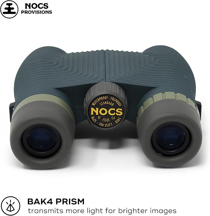 Nocs Provisions Standard Issue 8x25 Waterproof Binoculars, 8X Magnification, Bak4 Prism, Wide View Multi-Coated Lenses for Bird Watching, Hiking & Backpacking - Cypress Green II