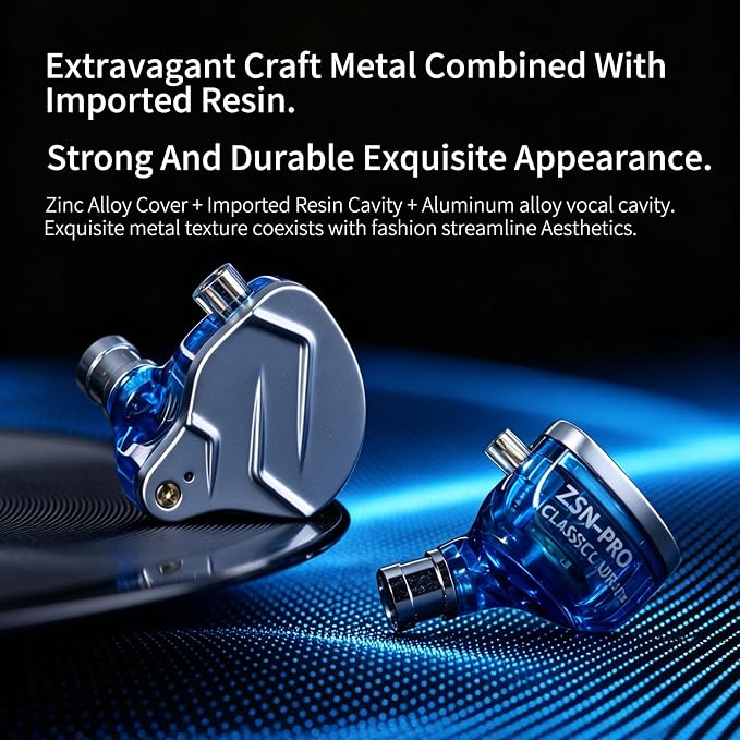 KZ ZSN Pro Dynamic Hybrid Dual Driver in Ear Earphones Detachable Tangle-Free Cable Musicians in-Ear Earbuds Headphones (Gray Without Mic) | Dynamic / balanced armature Hybrid Dual Driver in Ear Earphones Detachable Tangle-Free Cable Musicians Headphones