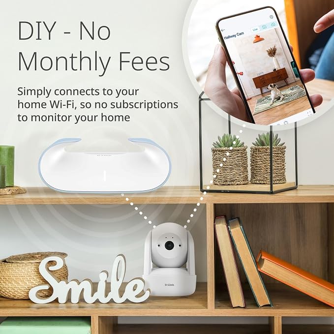 D-Link Indoor Pan & Tilt Wi-Fi Camera w/ 360 Degree View, Full 2K 1296p Resolution, Sound & Motion Detection, 2-Way Audio, Cloud & Local Recording, Night Vision (DCS-6501LH)