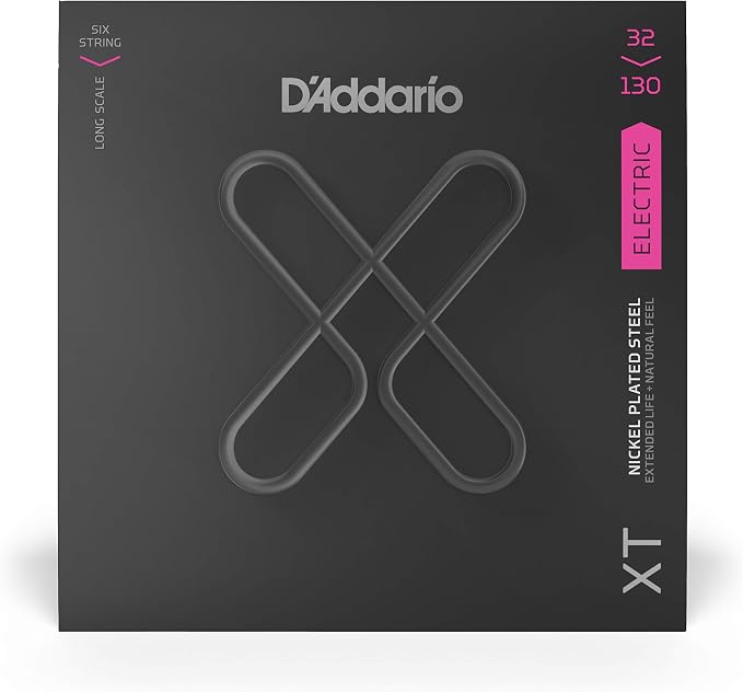D'Addario Bass Guitar Strings, XT Coated Electric, XTB32130, Regular Light 32-130, 6-String Set, Pack of 1