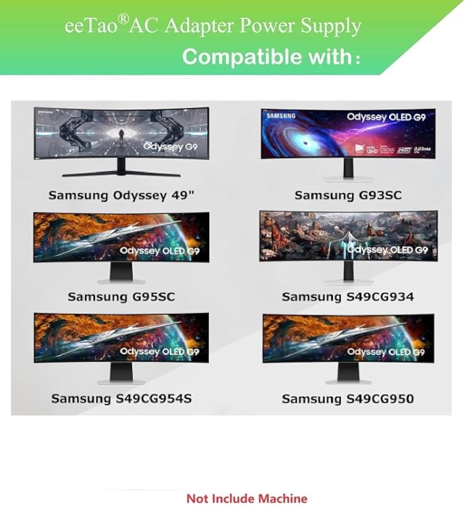 20V 11A Adapter for Samsung Odyssey 49" OLED G8 G9 G93SC G95SC S49CG932S S49CG934 S49CG954S S49CG950 S49CG932SN S49CG934N G85SB S34BG85 S34BG850S S34BG850SN LS34BG850 BN44-01207A A22020_BPN