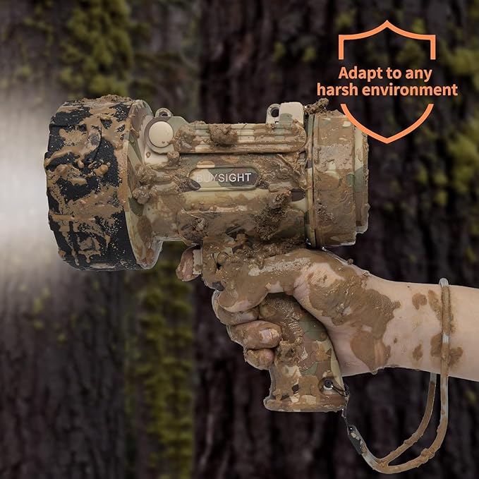 BUYSIGHT Rechargeable Spotlight Flashlight, Actual 1500 Lumens Handheld Spotlight, Waterproof Hunting Lamp with Red Filter (Camouflage Grey)