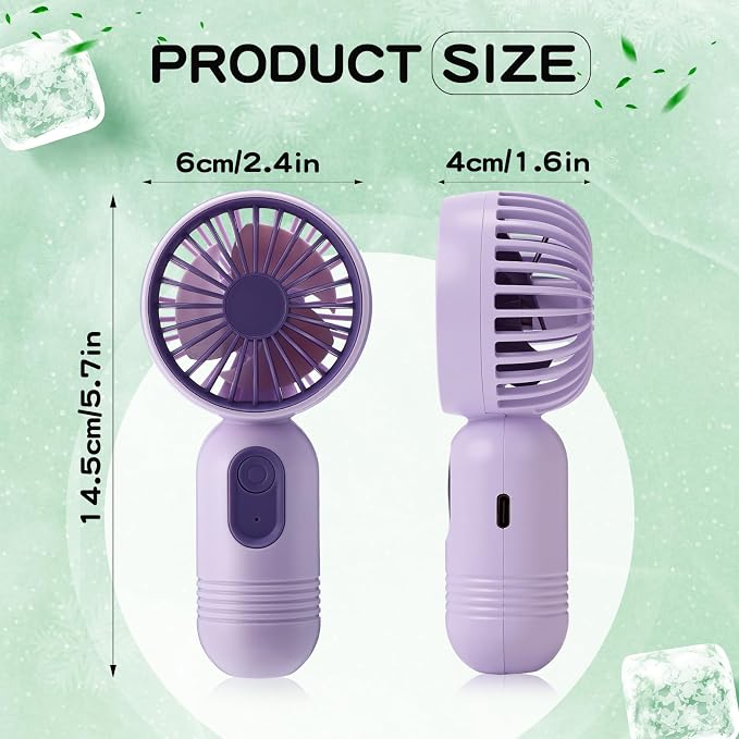 Rossesay 6 Pcs Mini Portable Fan Bulk Cute Handheld Lightweight Small Little Personal Hand Eyelash Fan 3 Speeds USB Rechargeable for Women Men Indoor Outdoor Makeup Travel (Black,Pink,Purple)