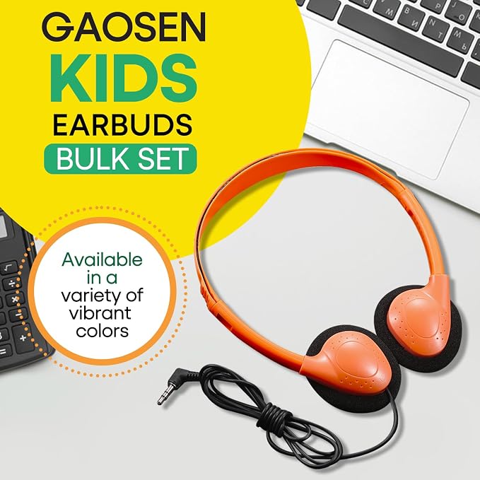 Bulk Class Set Headphones 30 Pack for Classroom Students Kids，Adjustable School Earphones On Ear with 3.5mm Jack for Teachers Children Toddler Boys Girls Teens Adult(GS857, Mixed)