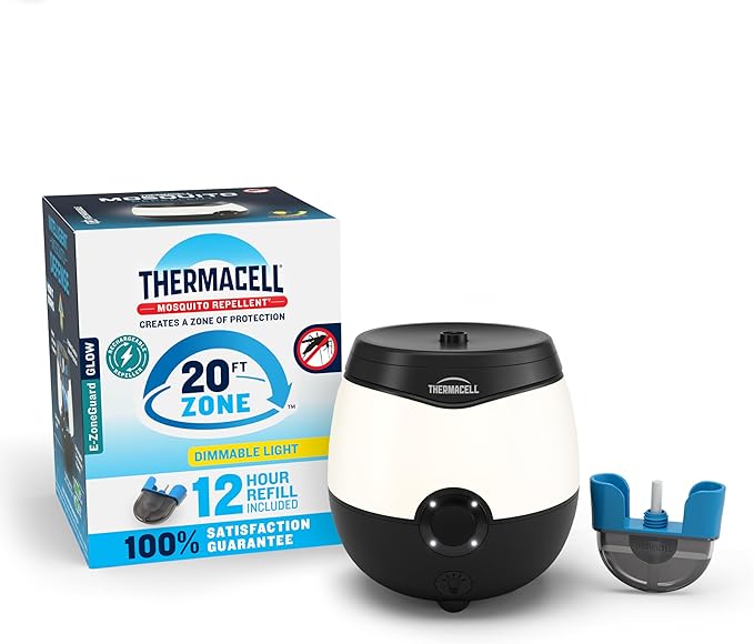 Thermacell E-ZoneGuard Glow Rechargeable Mosquito Repeller + Lantern with 20-Foot Zone of Scientifically Proven Outdoor Protection; 9-Hr Battery; 12-Hr Refill; Bug Spray Alternative; DEET-Free