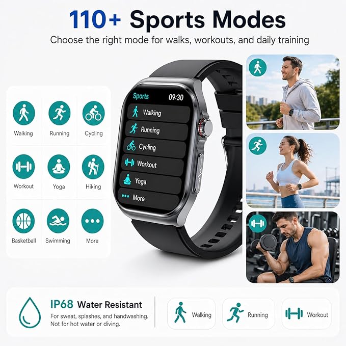 Advanced Smart Watch for Men Women - 2.04" HD Health Smart Watches with Answer/Make Call, 24H Heart Rate Monitor Smartwatch for iOS/Android
