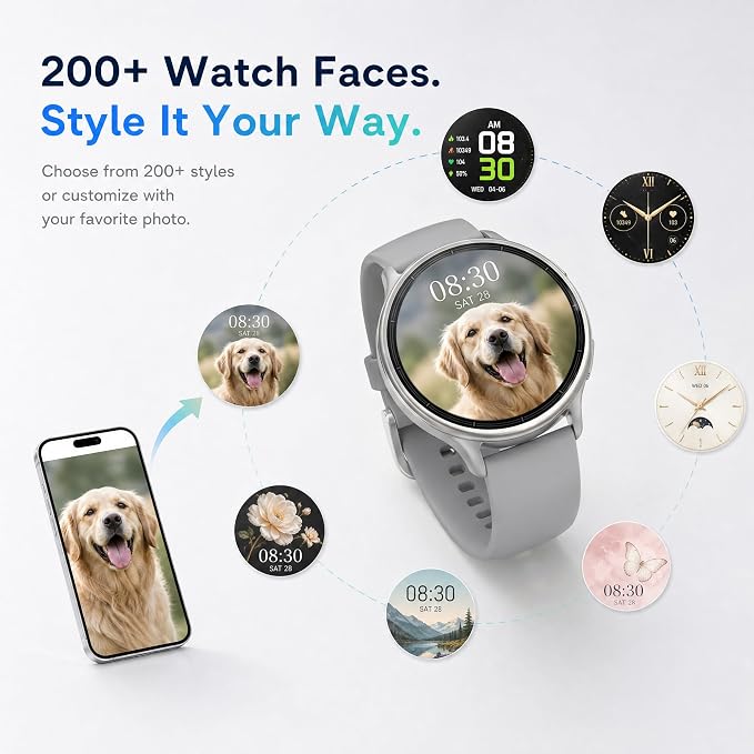 Smart Watch for Men Women (Answer/Make Call), 1.65" HD Fitness Tracker with Heart Rate/SpO2/Sleep Monitor, Pedometer, 110+ Sports Modes, 3ATM Waterproof, 7-Day Battery, for iOS Android