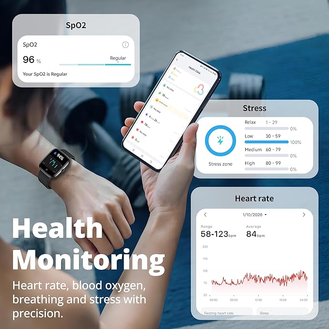 Smart Watch for Men Women, 1.83" HD Touchscreen Fitness Tracker, Bluetooth Calling, 110+ Sports Modes, Heart Rate SpO2 Sleep Monitor, DIY Dial, IP67 Waterproof, Compatible with Android & iOS