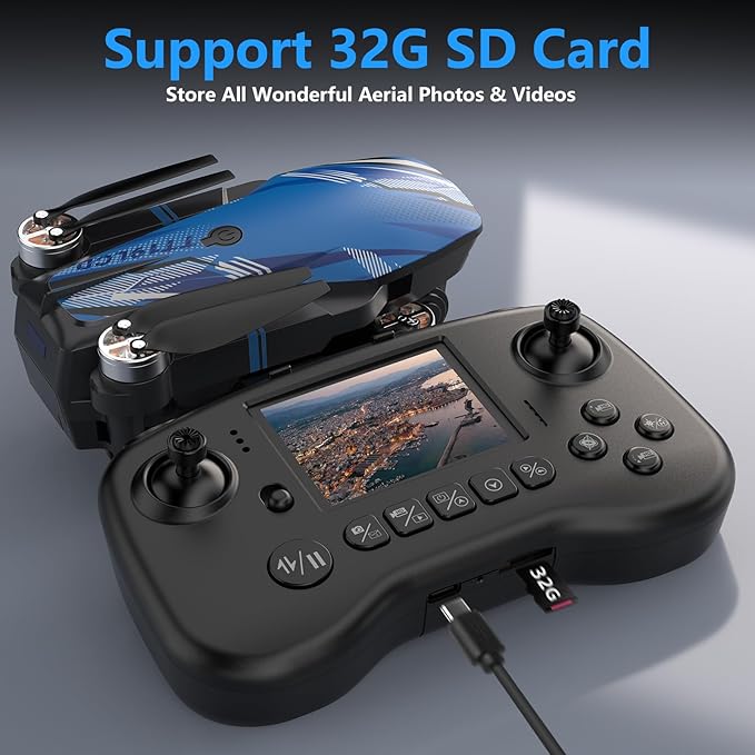 Drone with Camera for Adults LCD Screen FPV Live Video, Professional Brushless Motor 270° Obstacle Avoidance 3D Flips, Foldable RC Mini Quadcopter for Beginners Support 32G SD Card Max Under 250G Gift