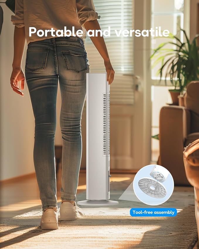 Evaporative Air Cooler, 36-inch Oscillating Tower Fans that Blow Cold Air, Portable Air Conditioner with Remote, AC Unit, Humidifier, Swamp Cooler for Indoor, Chalky
