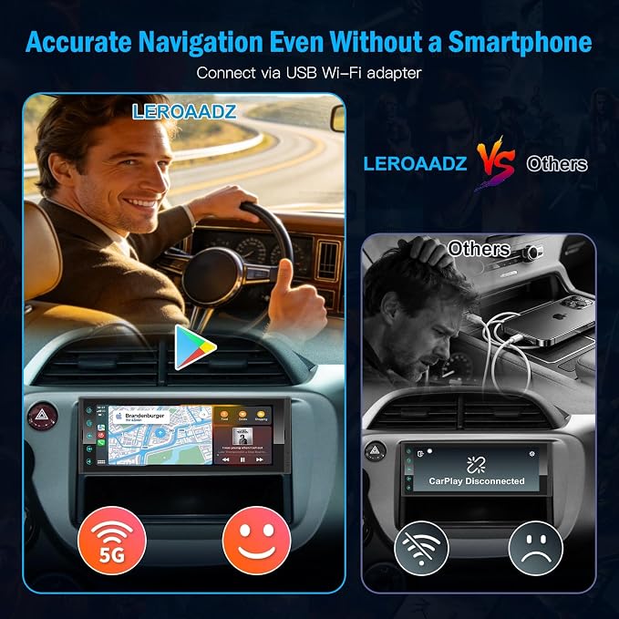 Single DIN Car Radio Android Head Unit with Wireless CarPlay Android Auto, 6.9" IPS Touchscreen Car Play Stereo with Bluetooth 5.2 WiFi USB FM/RDS SWC, Support Backup Camera