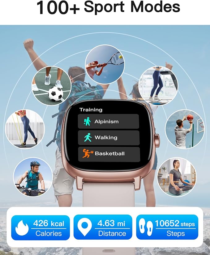 Smart Watches for Women Men with GPS Built-in, Answer/Make Calls, 1.95" Smartwatch for iPhone/Android Phones, Fitness Watch with Heart Rate/Sleep Monitor 100+ Sports Modes IP68 Waterproof (Starlight)