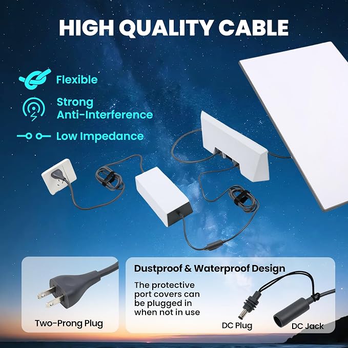 Starlink Gen 3 Power Supply Adapter - 100-240V Input, 57V/3.42A Output AC-DC Converter (195W Charger) for Standard Kit with 6.6FT DC Cable & Waterproof Port -Supports Extension Cable Up to 200ft