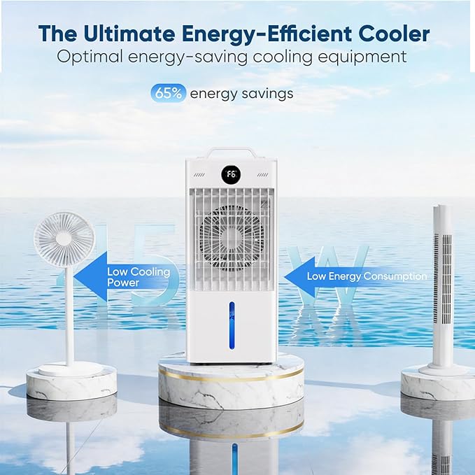 Portable Air Conditioners Fan, Windowless Evaporative Air Cooler 2 Modes & 6 Speeds, 12H Timer for Smart Auto-off, 3-Gals Tank for 20H Cooling,16FT Remote,No Hose Needed,38db Swamp Cooler
