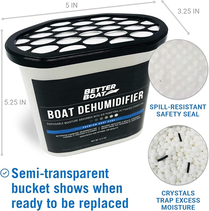 Moisture Absorber 4 Pack with Activated Charcoal Dehumidifier Bucket, Unscented Odor Absorber for Closet Basement Bathroom Boat RV, Disposable - Better Boat